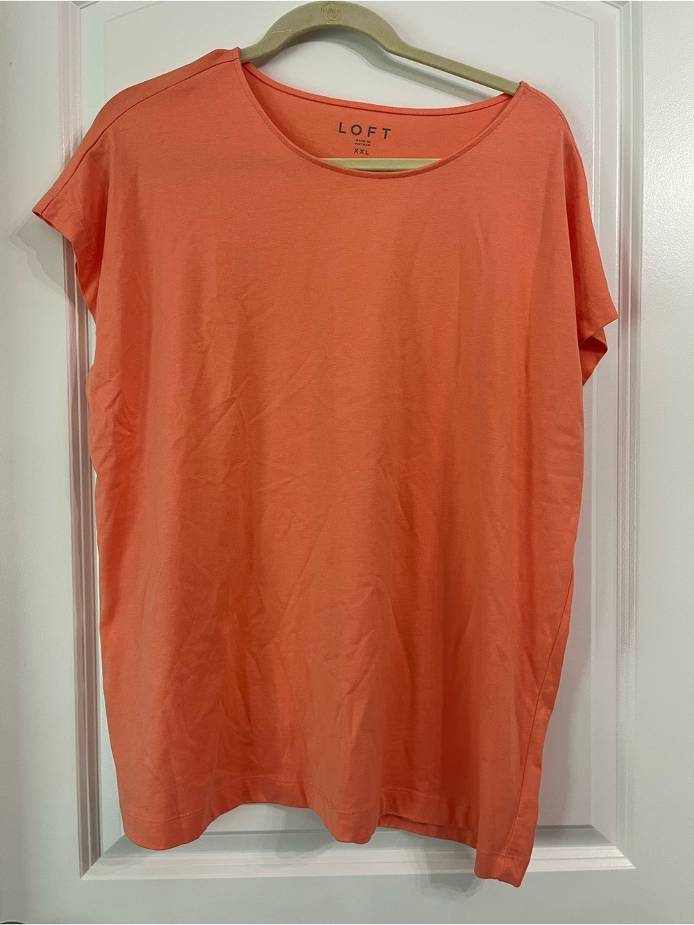 LOFT Top Orange Short Sleeve Scoop Neck Tee Cotton Blend Lightweight Sz XXL